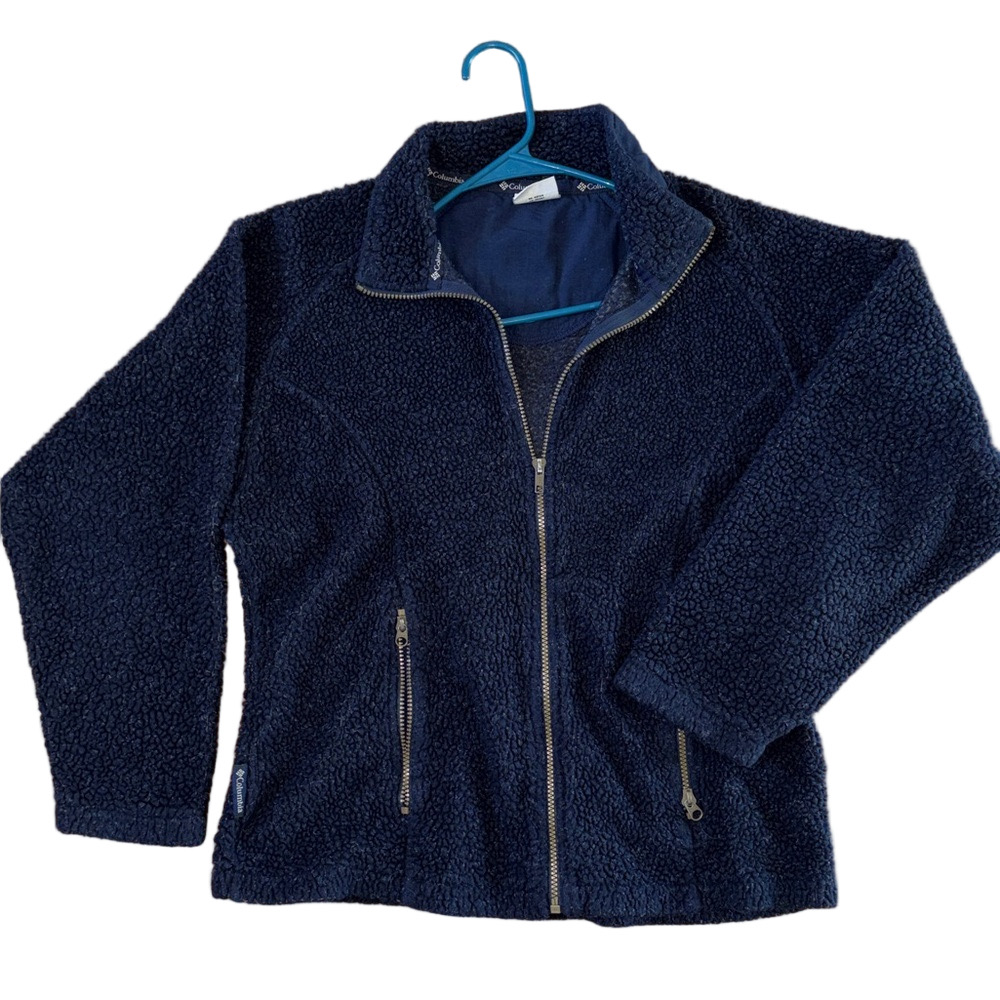 Columbia Navy Blue Zip Sweatshirt Jacket Size Medium